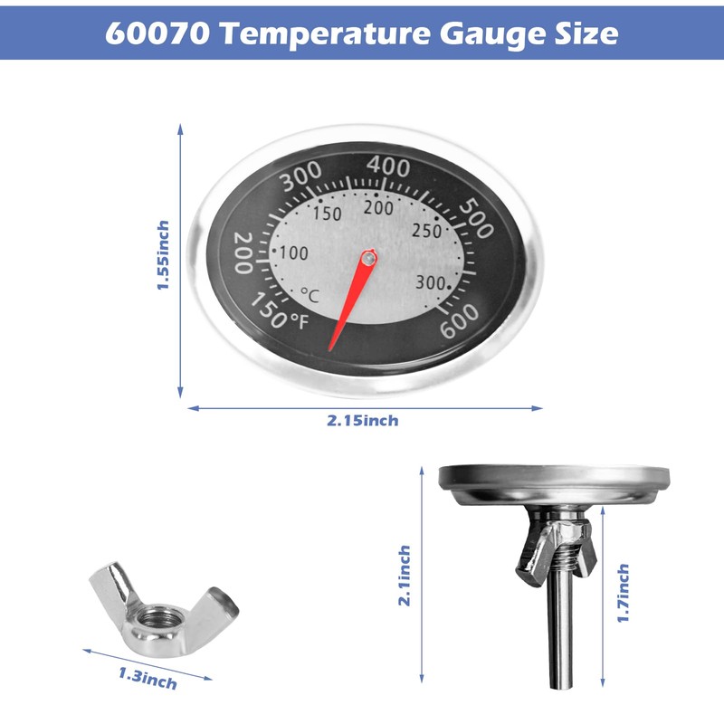 60070 Grill Temperature Gauge Replacement for Weber Q1200 Q220 Q2200