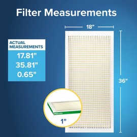 Filtrete 18x36x1 AC Furnace Air Filter, MPR 700, MERV 8, Tough on Pollen, Easy on Airflow, 3-Month Pleated 1-Inch Electrostatic Air Cleaning Filter, 2-Pack (Actual Size 17.81 x 35.81 x 0.65 in)