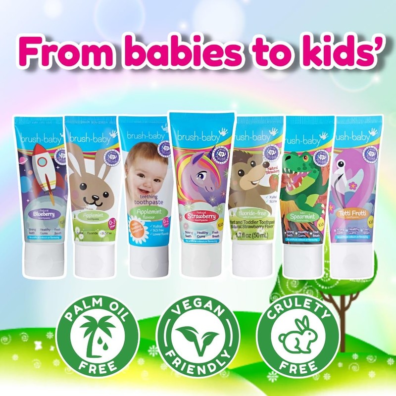 Brush-Baby Strawberry Toothpaste for Kids 3+ Years (Pack of 3