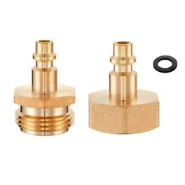 Lead-Free Brass Winterize Blow Out Adapter for Sprinkler Systems Air Compressor Quick Connect 1/4" Quick Connect Plug to GHT 3/4" Garden Hose Fitting for RV, Travel Trailer, Boat & Camper