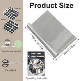 LAZTZQ Faraday Fabric 43" W×118" L(Big 3 Yards) Faraday Military Grade Conductive Material, Faraday Blanket