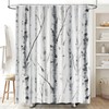 Birch Trees Shower Curtain Abstract Watercolour Gray White Mottled Trunk