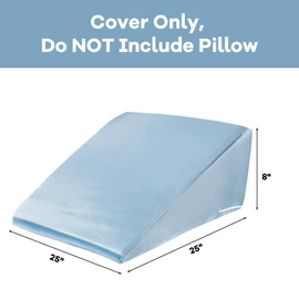 HOMBYS Satin Bed Wedge Pillow Cover Silky & Smooth Wedge Pillowcase 1 Pack 24x24x8, Soft & Breathable, Removable & Machine Washable-Zipper Design (Pillow Not Include), (Light Blue, 24"x24"x8")