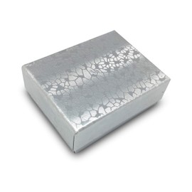 TheDisplayGuys - 100-pack - Cardboard Paper Jewelry Gift Boxes with Cotton - #11 Silver Foil - (2.1" x 1.8" x 0.8")