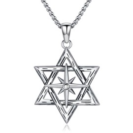 LEECCI Compass Necklace 925 Sterling Silver Star of David Pendant Graduation Necklace Graduation Jewelry Gifts for Women Men