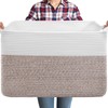 75L Large Blanket Storage Basket with Handles - White &