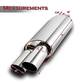 HYPERSPEED Universal DTM Style 3" Dual Slant Tip 3" inlet Weld-On Exhaust Muffler Vibrant Resonator T-304 Stainless Steel, Auto Replacement Parts Assembly, Car Mods Accessories (Chrome)