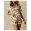 OYOANGLE Women's Maternity 2 Piece Lounge Set Striped Ribbed Knit