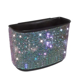 TOTMOX Car Trash Can,Bling Car Garbage Can Container Hanging Wastebasket with Rhinestones