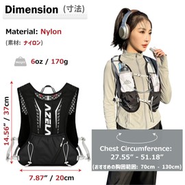 Azarxis Laufweste 7L, Leichte und Wasserabweisende Laufweste, Reflektierender Trinkrucksack Fahrradrucksack für Laufen, Camping, Wandern (Schwarz - Nur Laufweste, Einheitsgröße)