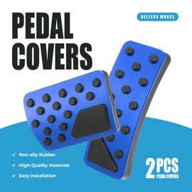 Foot Gas and Brake Pedal Covers Compatible with Jeep Grand Cherokee (WK2) 2011–2021 & Dodge Durango 2011–2024, No-Drill Interior Accessories, Aluminum Alloy with Anti-Slip Rubber (Blue)