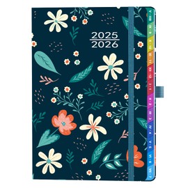 Academic A5 Weekly Planner 2025/2026 - School Calendar & Study Planner - Aug 2025 to Jul 2026 - 1 Week on 2 Pages - Diary with Tabs, Elastic Band & Pen Holder - Blue