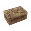 Wooden Carved Pentagram Box With Floral Design Top 6X4 Inch