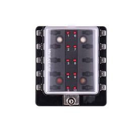 New Automotive Mini Blade Fuse Holder Box 10-Circuit Fuse Block LED Illuminated