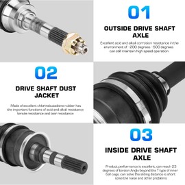 Front Left or Right CV Axle & Wheel Bearing Kit for Kawasaki Mule 2510/3010/4010 4X4 1998-2018, 2 CV Axles and 2 Wheel Bearings