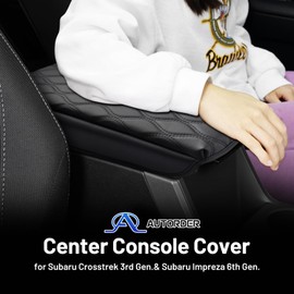 Autorder Center Console Cover for 2024-2025 2026 Subaru Crosstrek/Impreza Accessories Armrest Cushion Cover Nappa Leather Middle Console Covers Crosstrek/Impreza Console Cushion Pad Anti-Scratch