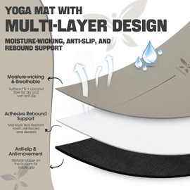 Orphesion Professional Yoga Mat with Carry Strap,Non-Slip Eco-Friendly Natural Rubber Mat Superior Grip Durable 72"x26"Large Mat 5mm Thick Ideal Exercise Mat for Home Workout,Gym and Outdoor (Light Taupe)