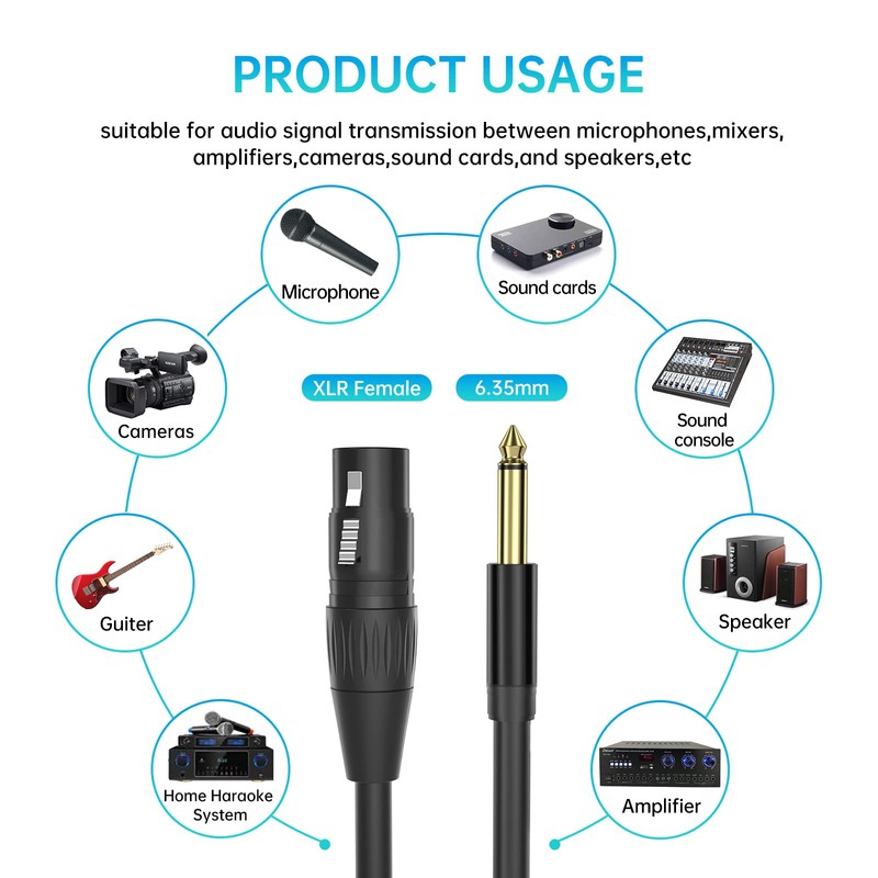 Yinker 3 m XLR to Jack 6.35 mm Female Microphone