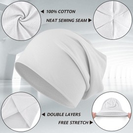 EINSKEY Lightweight Slouchy Beanie for Men Women, Oversize Thin Cotton Skull Cap Chemo Cap Night Sleeping Hat for All Seasons