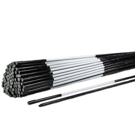 DISCOUNT SNOWSTAKES .COM 4ft Black Driveway Markers - Hy Viz Reflective Tape, Pointed Tip, Armor Cap, Easy Install, Flexible (10)