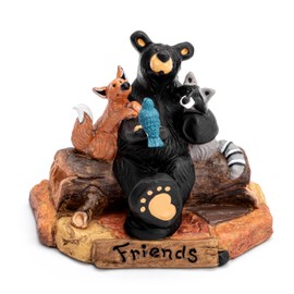DEMDACO Bearfoots by Jeff Fleming Friends Black Bear Fox Racoon 5 x 3 Hand Cast Resin Decorative Table Top Figurine Statue Display