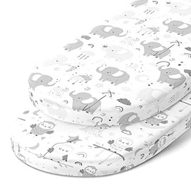 Bassinet Fitted Sheets for Chicco LullaGo Anywhere, Baby Bjorn Cradle and 14 x 29 Mattress Pad â Snuggly Soft 100% Jersey Cotton â 2 Pack