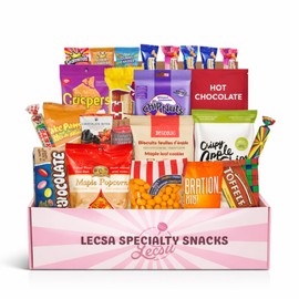 Canadian Snack Care Package - Variety Pack of Treats for Kids and Adults - Snack Box with Cookies, Toffee, Sour Candy, Wine gums, Crackers, and Many More, – Gift Basket of Delicious Sweets by Lecsa Specialty Snacks (Products may vary due to availability - 25 Count)