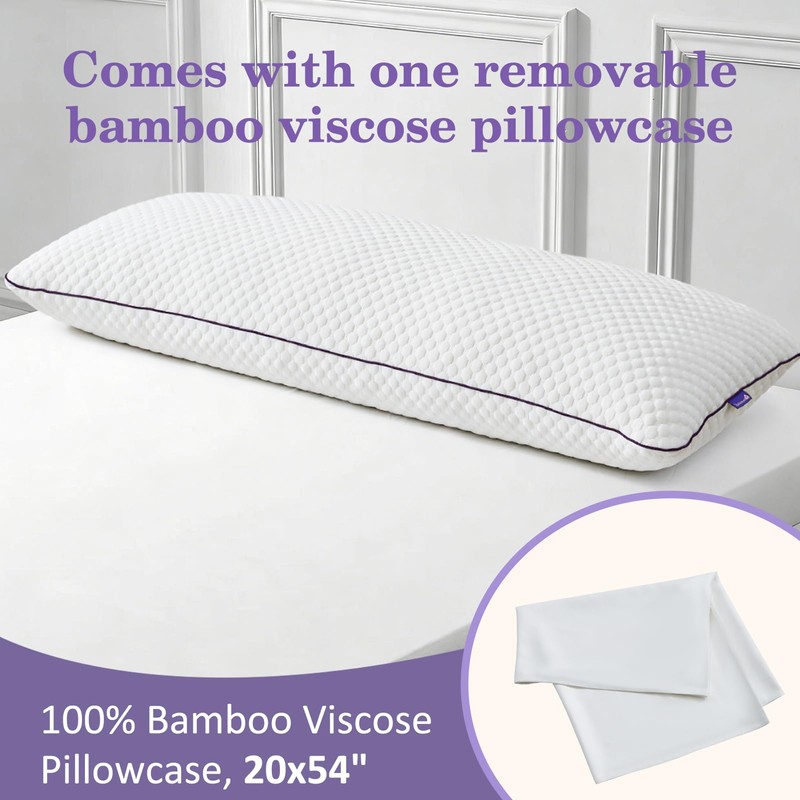 HOMELAB Cooling Adjustable Body Pillow (20x54) with White Bamboo Viscose