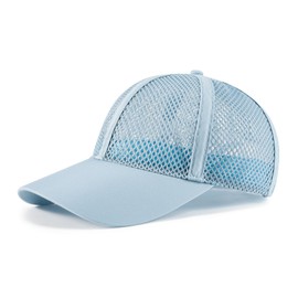 VOBOOM Breathable Full Mesh Baseball Cap for Men, Women, Lightweight Trucker Hats Outdoor Sports Wear (Light Blue)