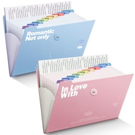 OWill Expanding File Organiser, A4 File Organiser with Index Tab and Posting, 12 Pockets Folder for Paperwork A4, Document Organiser with Elasticated Buckle for School Office Stationary(Blue&Pink)