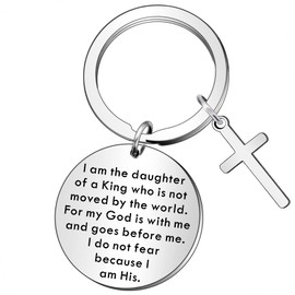 QMVMV Christian Gift Keyring for Women Religious Gift I Am The Daughter of A King Who is Not Moved by The World Religious Keyring Inspirational Christian Keychain Gifts for Women Girls