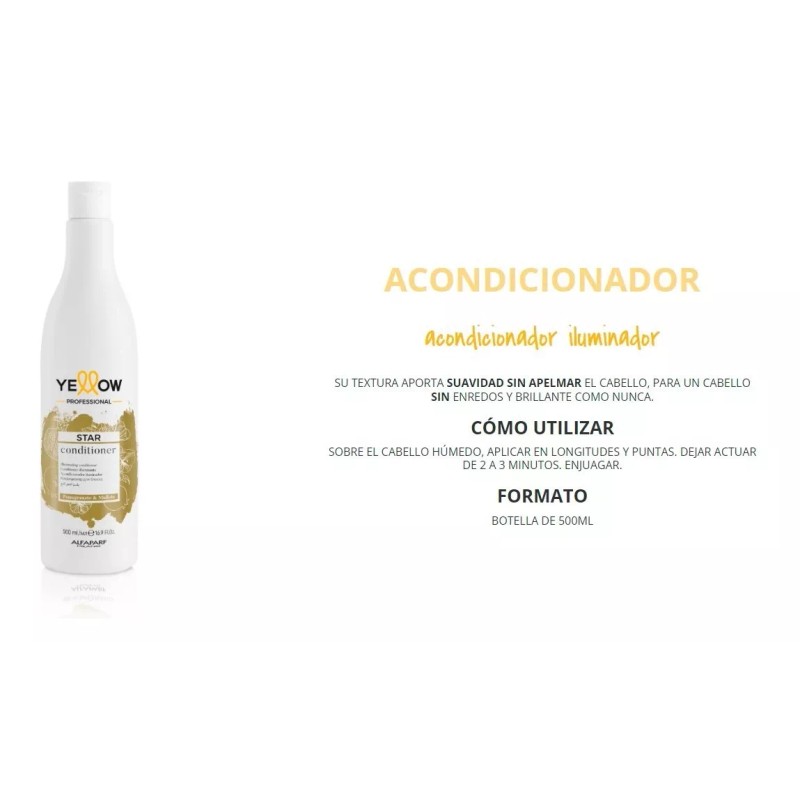 Yellow Shampoo + Acondicionador Yellow Star Iluminador 500 Ml