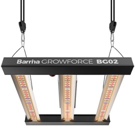 Barrina GrowForce BG02 3 x 3 LED Grow Light, 200W Full Spectrum with Dual Blue & FIR, High PPFD, Dimmable, Hanging Grow Lights for Indoor Plants 4 x 4 Coverage, 60° Lens for Uniform Illumination, ETL