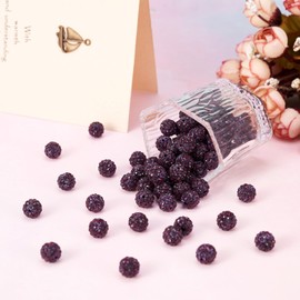 Beadthoven 100pcs 10mm Rhinestone Beads Dark Amethyst Crystal Pave Clay Disco Ball Beads Round Polymer Clay Rhinestone Beads Diamond Clay Beads for Necklace Bracelet Jewelry Making