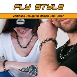 Fly Style Byzantine Chain, 6 mm, Stainless Steel Curb Chain, Men's Necklace, Women's Bracelet, Stainless Steel, Silver / black