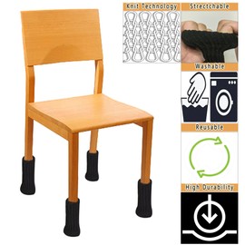 DMIMIA 40PCS Chair Leg Floor Protectors Fits All Leg Shapes, Non-Slip Chair Leg Socks for Hardwood Floor, Anti Noise Furniture Pads for Chair Leg (Black)