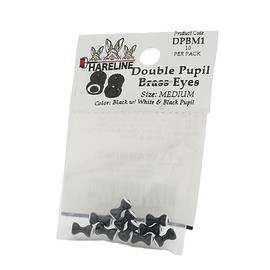 Hareline Double Pupil Brass Eyes #1 Black with White and Black