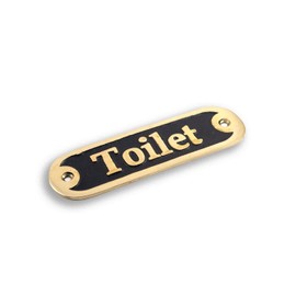 Calyron Brass Bathroom Toilet Door Sign Casted Gold/Black Handmade Plaques Plate for House Room Home Decor Style Accessories Wall Mounted (12.5cm X 4cm)