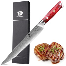 WILDMOK Carving Knife 9 inch, Damascus Professional Slicing slicing, Full Tang Resin Handle carving knives, Ergonomic Triple Rivet, Razor Sharp Lightweight Multipurpose brisket knife
