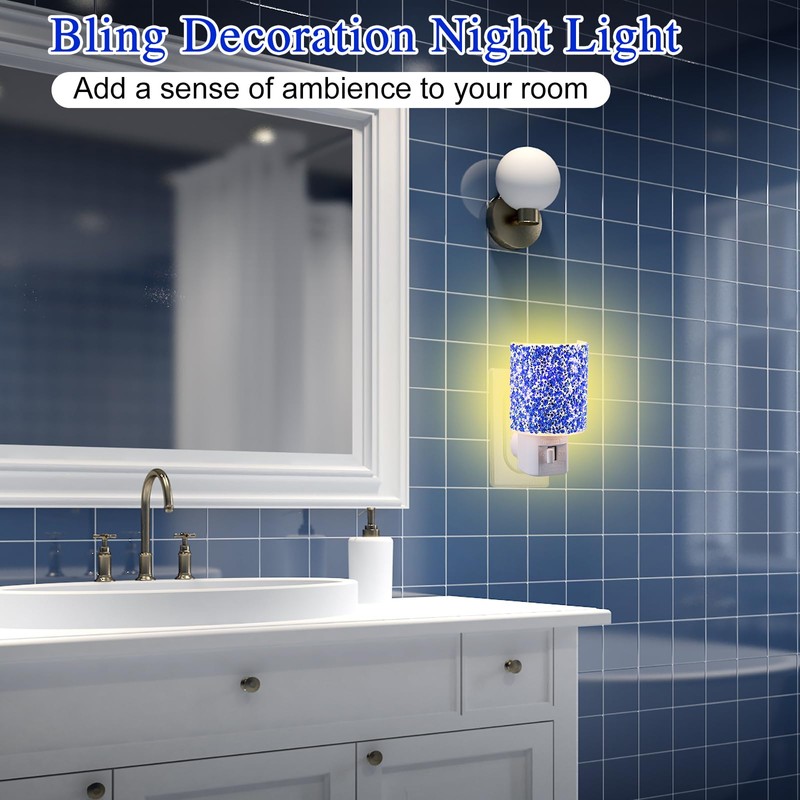 LED Night Light Plug Into Wall, Crystal Nightlight with Manual
