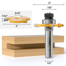 XDENGP Slot Cutter Router Bit 1/2 Shank, 3 Wing Slotting Cutter Router Bit for T-Molding Slot Cutting | 7/32" Carbide Height