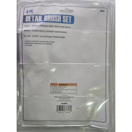 Harbor Freight 6 Piece Detail Brush Set, Steel, Brass Nylon New