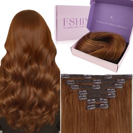 fshine Hair Extensions Clip in Auburn 22 Inch Seamless Clip in Hair Extensions Human Hair 7 Pcs 120 Gram Pu Shot Auburn Brazilian Real Hair Clip in Extensions Remy Straight 55cm