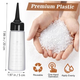 SEWACC 15x5x4cm Plastic Scalp Shampoo Applicator Bottle Empty with Scale Tip for Hair Mixing