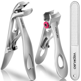 Nail Clippers for Seniors, Wide Jaw Fingernail Clippers and Angled Head Toenail Clippers for Thick Nail, Professional German Nail Clippers for Men, Women&Pregnant，Sliver