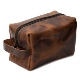 Main Street Forge Dopp Kit | Premium Full Grain Leather Toiletry Bag for Men | Made in USA | Travel Pack for Shaving Essentials & Accessories | Compact, Lightweight Mens Bathroom & Shower Case
