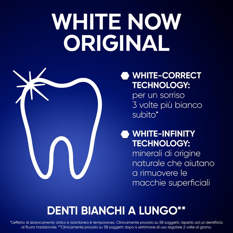 Mentadent Dentifricio White Now Original, Dentifricio Sbiancante con White-Correct e
