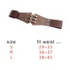 ECHAIN Vintage Classic Wide Belt Elastic Leather Waist Belt, Coffee,