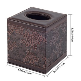 XNONE Leder Taschentücher Box Quadratisch Kosmetiktücher, Taschentuchspender Halter,Taschentücher Box Serviette Tissue Box Holder für Kommode Badezimmer Autos Büro Dekor,Vintage
