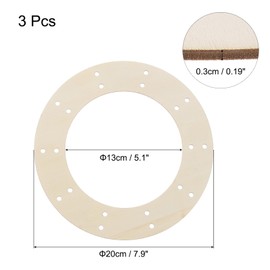 sourcing map 3Pcs Wooden Wreath Frames, Round 5.1" OD/5.1" ID Unfinished Floral Hoop Rings for DIY Christmas Easter Crafts Wedding Holiday Wall Home Decor